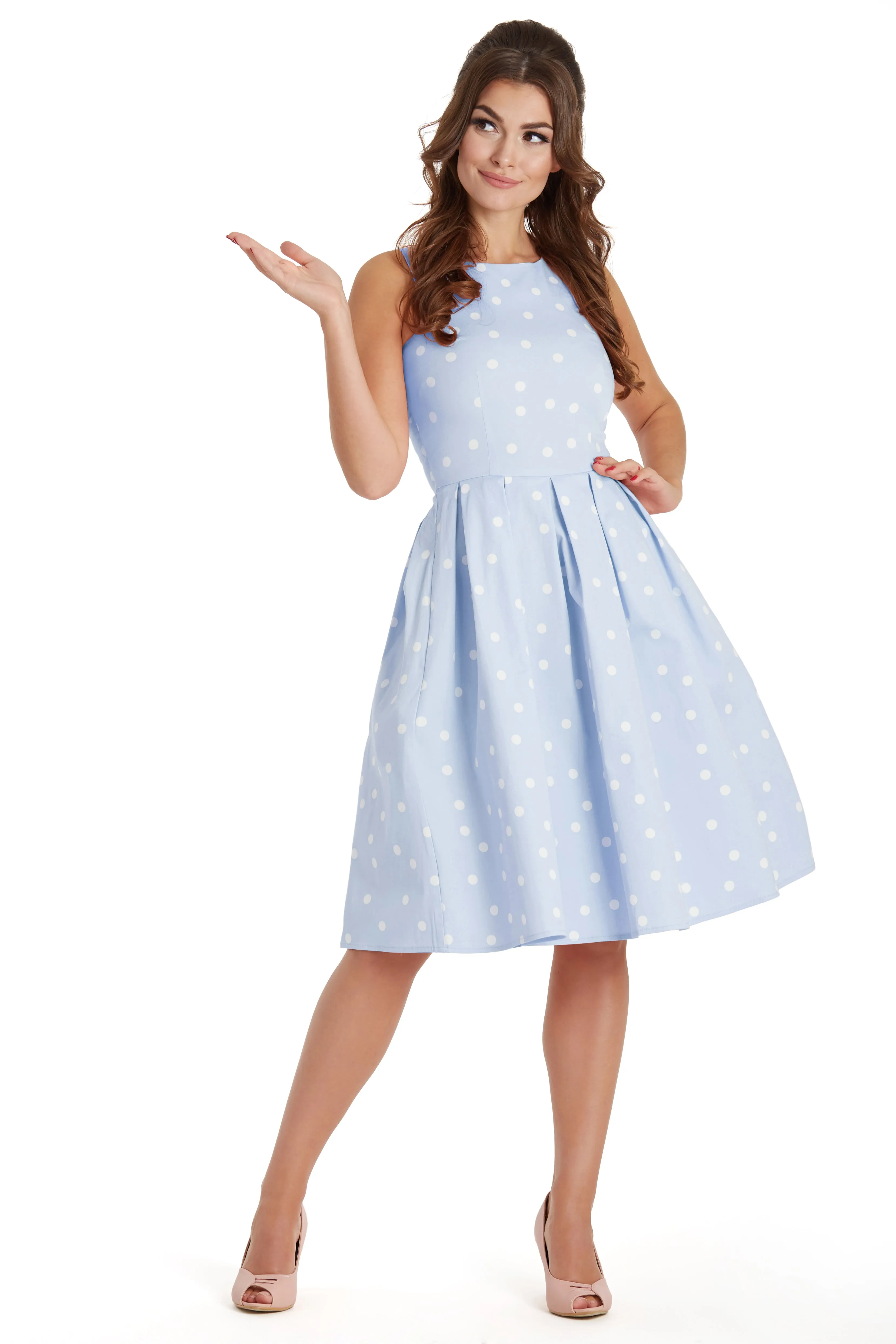 Annie Baby Blue Polka Dot Swing Dress