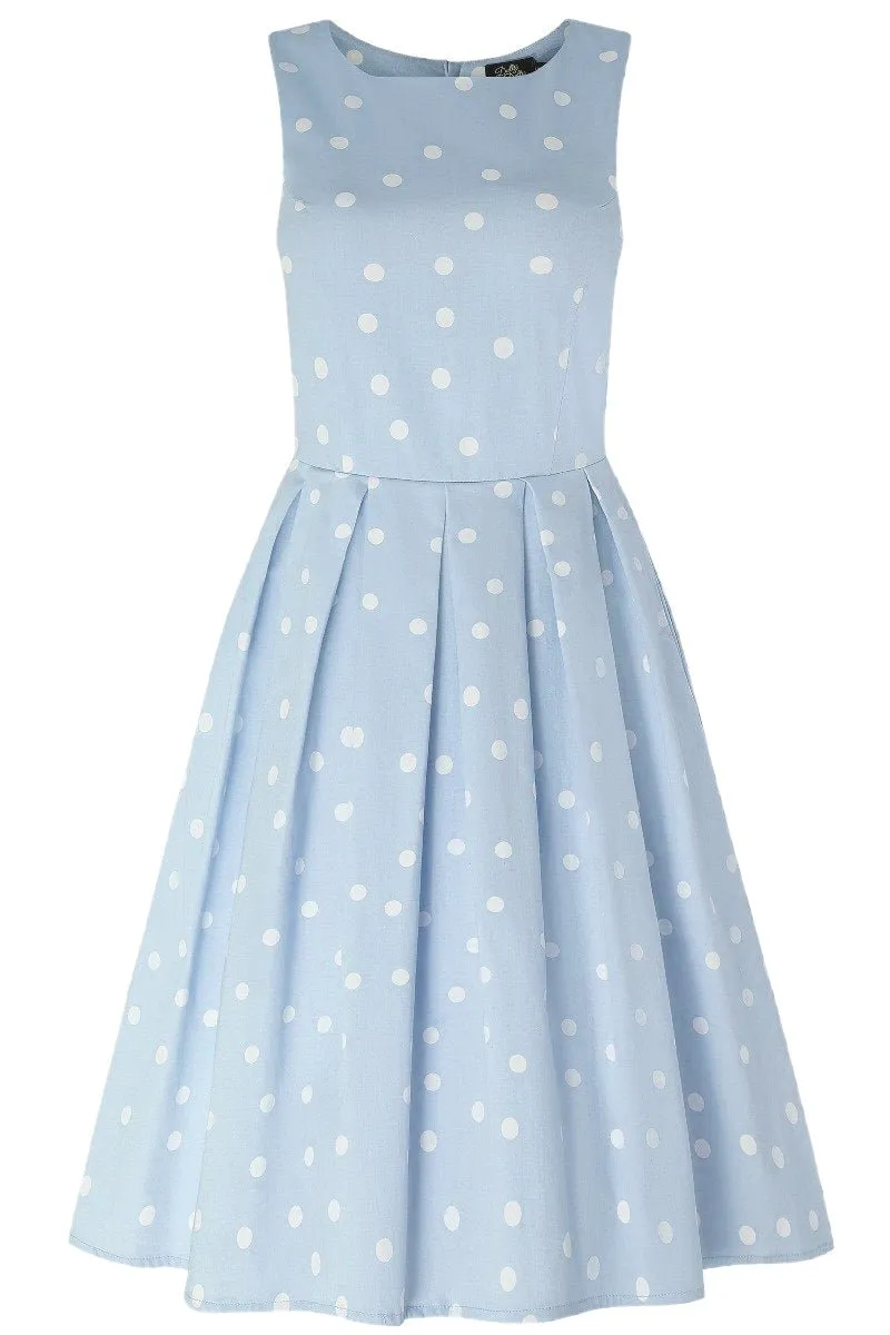 Annie Baby Blue Polka Dot Swing Dress