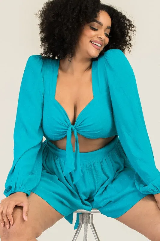AQUA TIE FRONT ROMPER