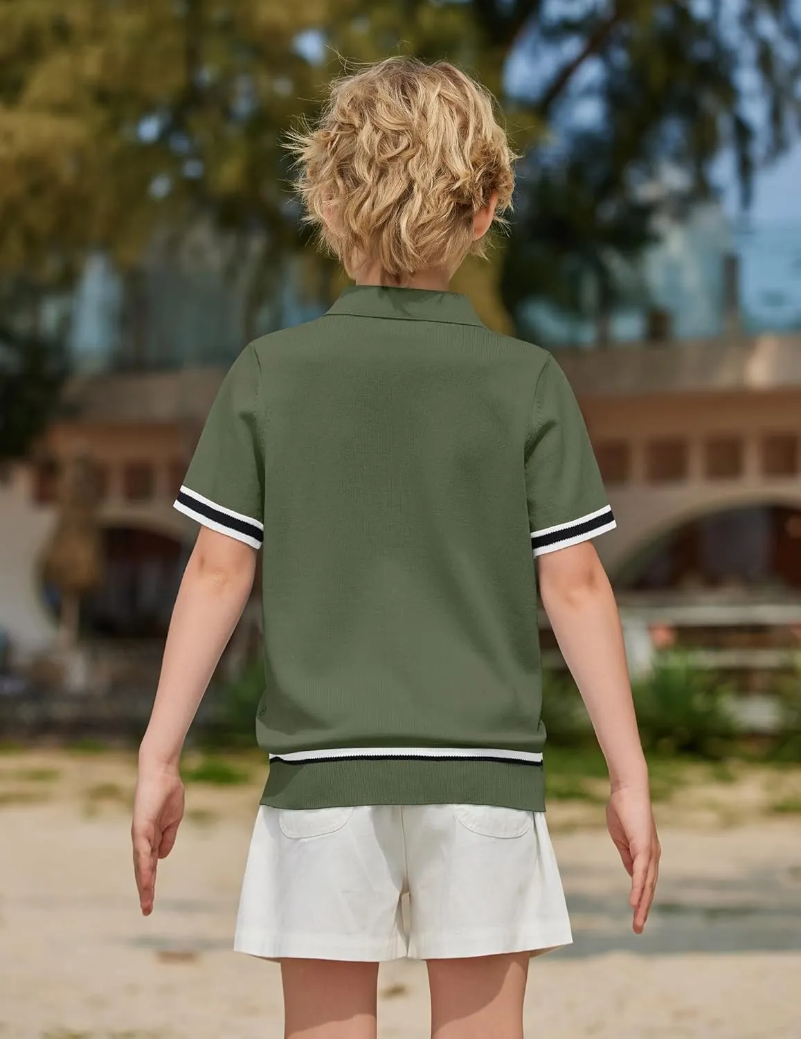 Arshiner Boys Knit Shirts Short Sleeve Button Down Shirt Vintage Fashion Casual Summer Beach Shirts for Kids 5-13 Years
