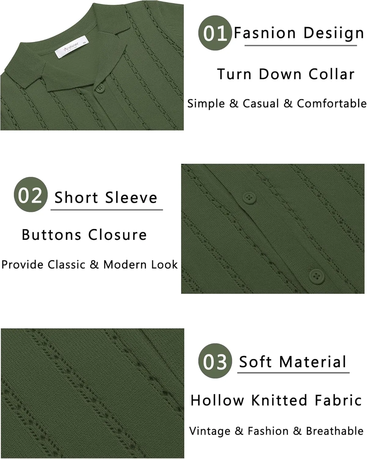 Arshiner Boys Knit Shirts Short Sleeve Button Down Shirt Vintage Fashion Casual Summer Beach Shirts for Kids 5-13 Years