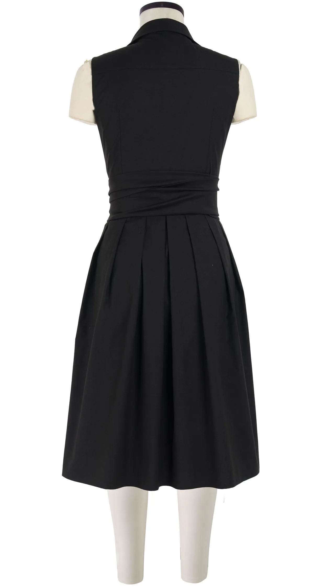 Audrey Dress #1 Shirt Collar Sleeveless Cotton Stretch_Solid_Black