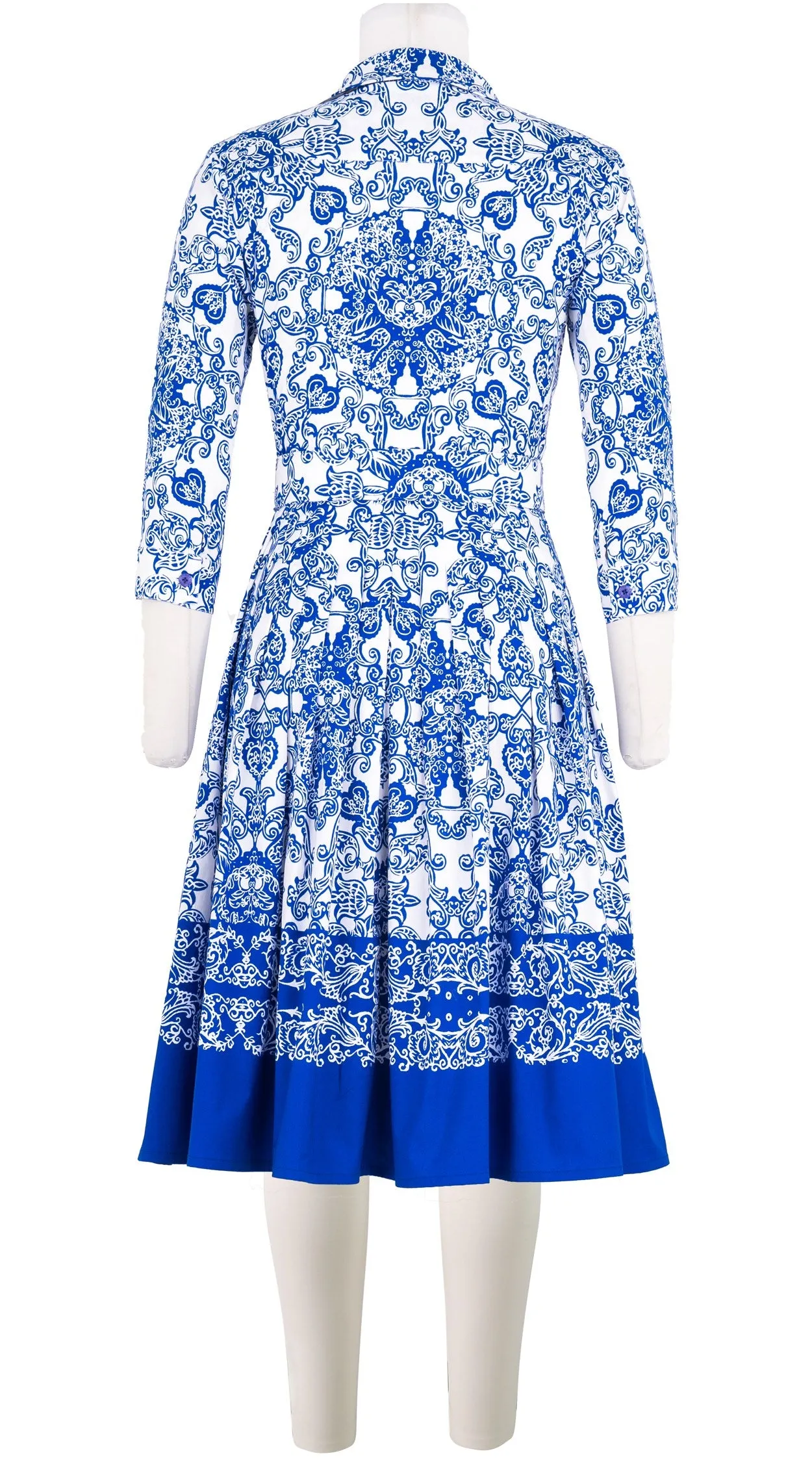Audrey Dress #2 Shirt Collar 3/4 Sleeve Cotton Stretch (Casanova Bandana Small)