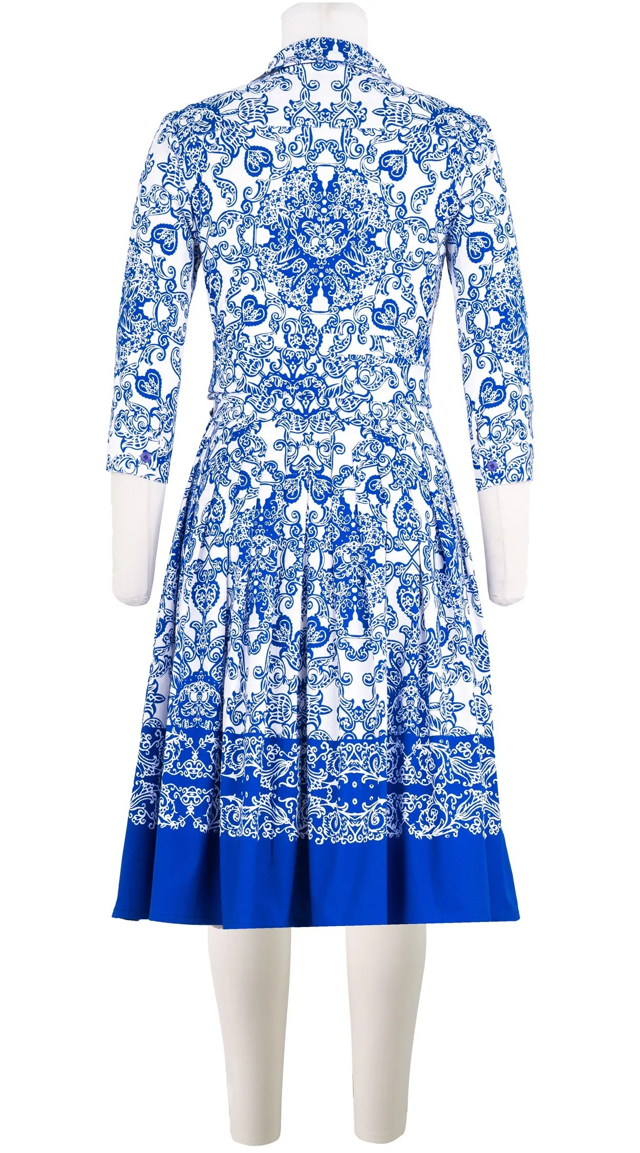 Audrey Dress #2 Shirt Collar 3/4 Sleeve Cotton Stretch (Casanova Bandana Small)
