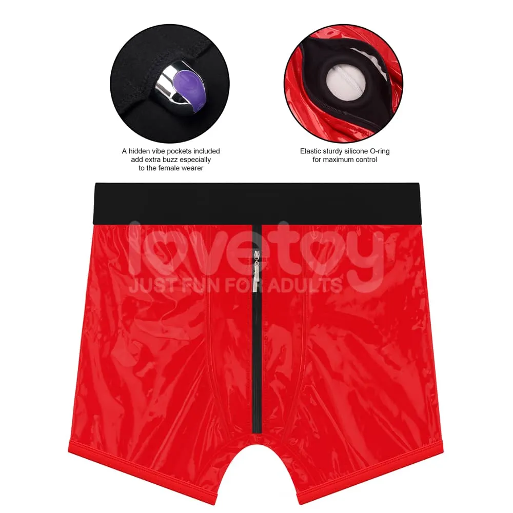 Chic Strap-On Shorts Red