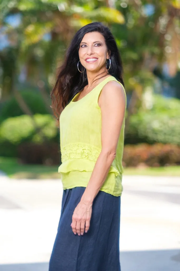 Claudine Crop Linen Top (BT122)