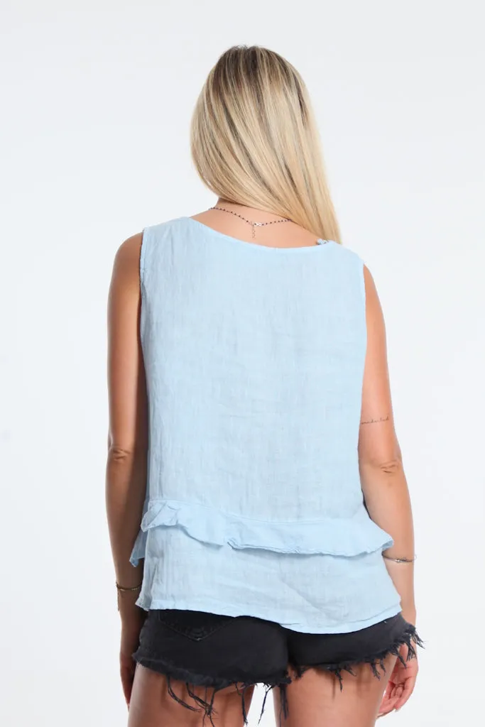 Claudine Crop Linen Top (BT122)