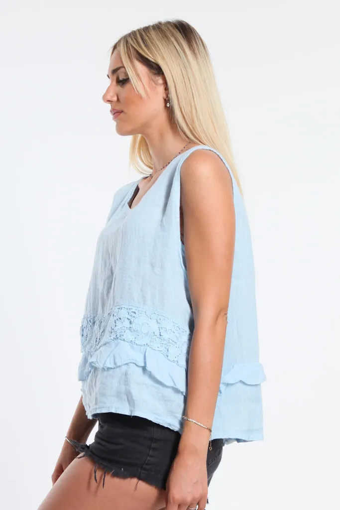 Claudine Crop Linen Top (BT122)