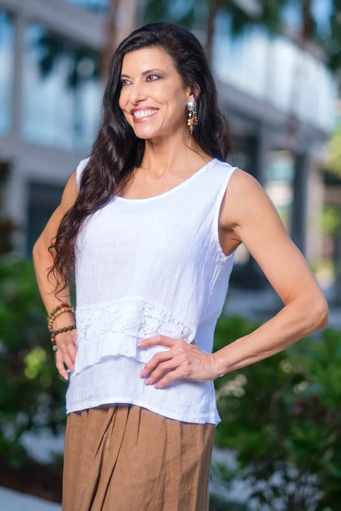 Claudine Crop Linen Top (BT122)