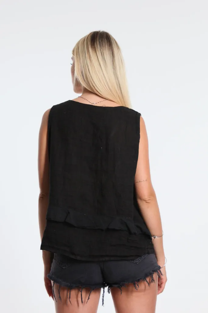 Claudine Crop Linen Top (BT122)