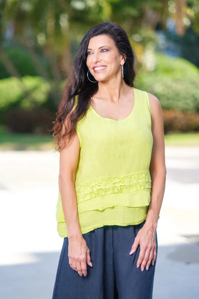 Claudine Crop Linen Top (BT122)