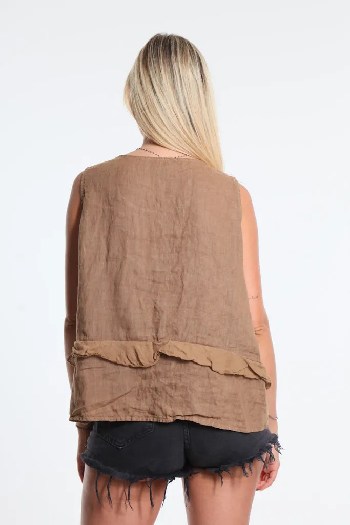 Claudine Crop Linen Top (BT122)