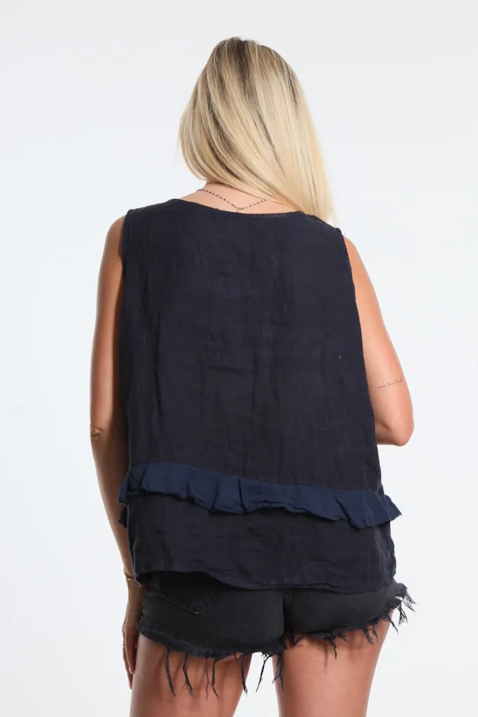 Claudine Crop Linen Top (BT122)