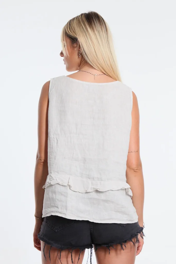 Claudine Crop Linen Top (BT122)