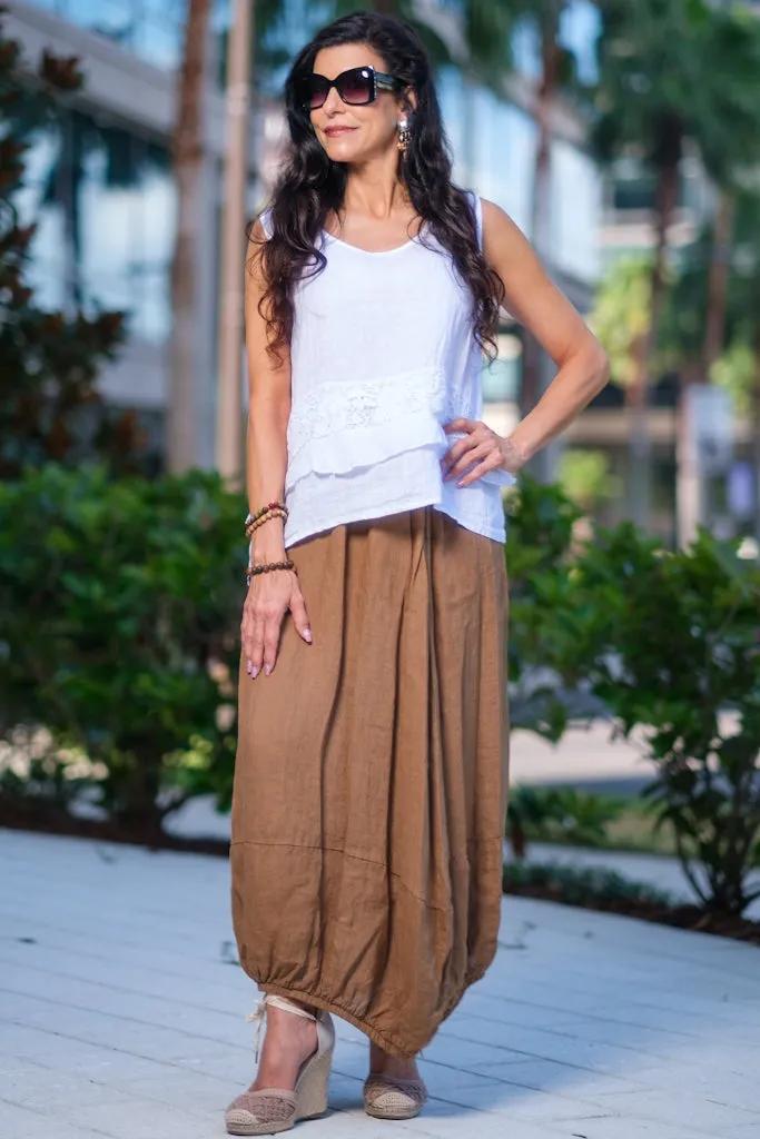 Claudine Crop Linen Top (BT122)