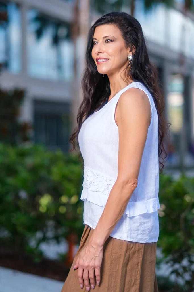 Claudine Crop Linen Top (BT122)