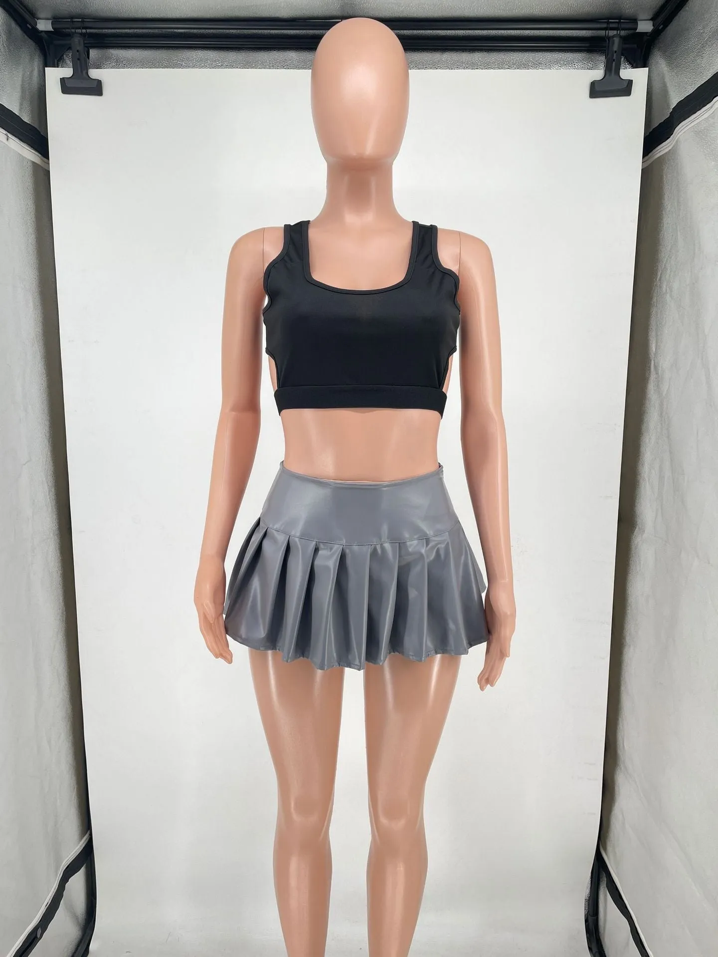 cute PU mini pleated short skirt AY2880