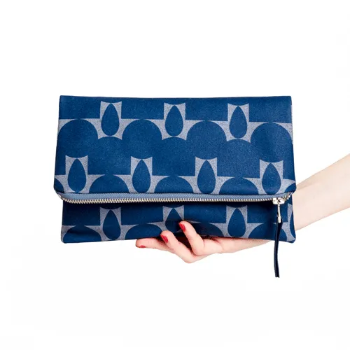 Everything Foldover Clutch Totem Indigo by Lee Coren