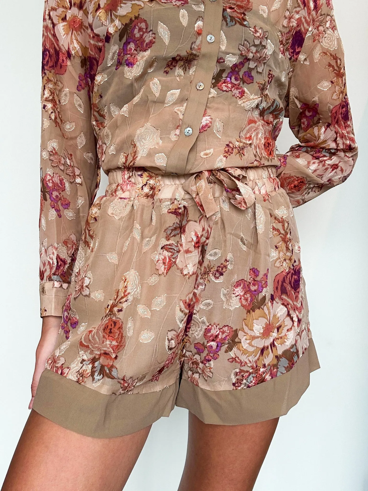 Floral Chiffon Shirt & Shorts Set