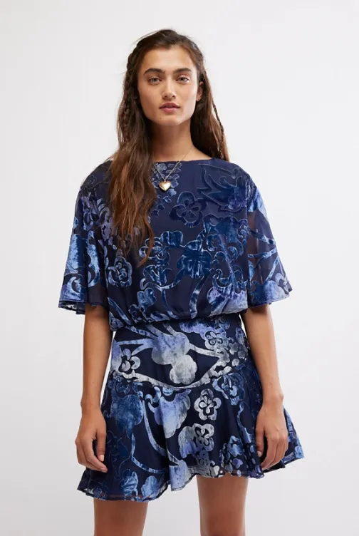 Free People Manuka Burnout Velvet Mini Dress
