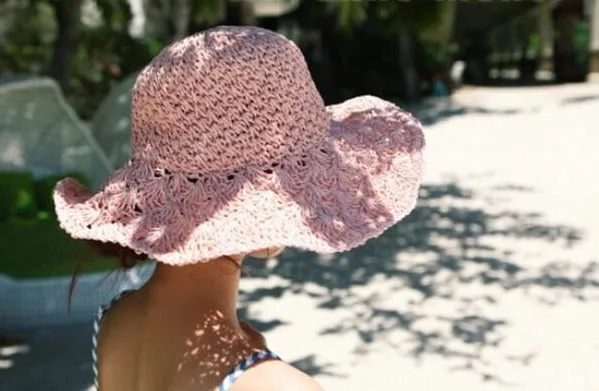 Handmade Crochet Ladies Straw Hat
