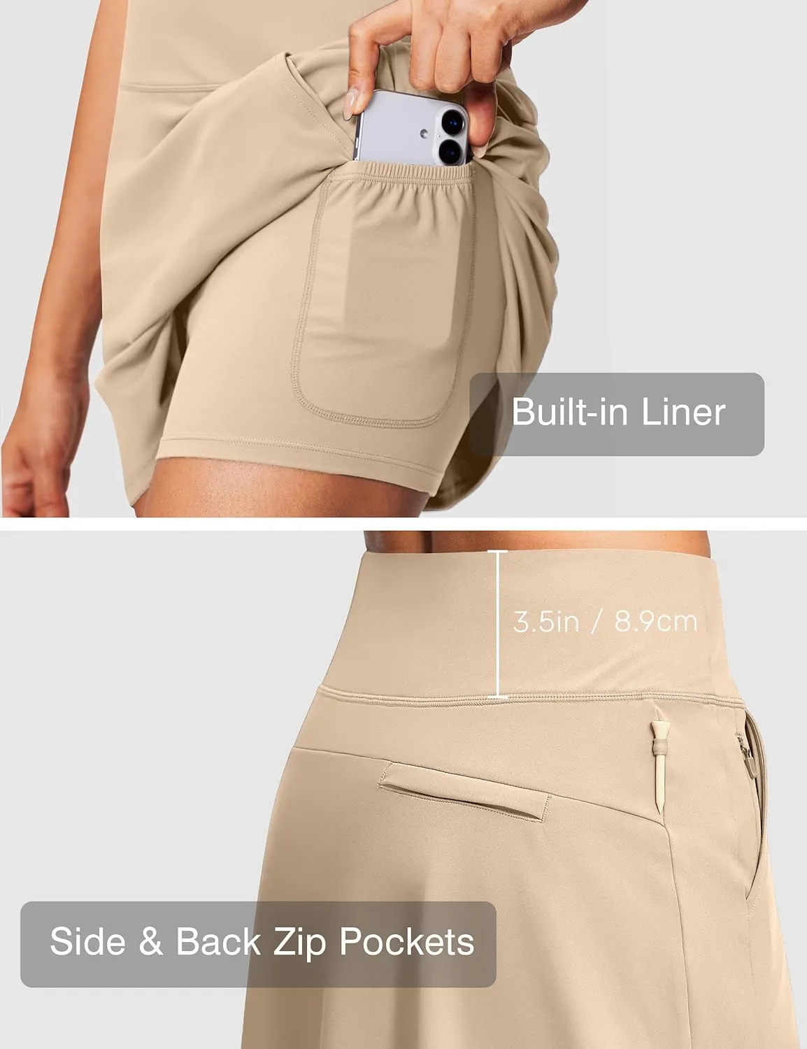 High Waisted Tennis Golf Athletic Skirts for Women Tummy Control Pickleball Skort with Shorts Pockets Anti Slip