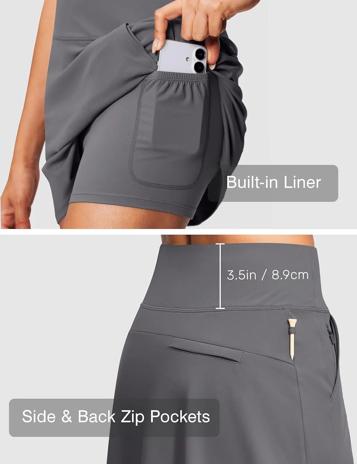 High Waisted Tennis Golf Athletic Skirts for Women Tummy Control Pickleball Skort with Shorts Pockets Anti Slip