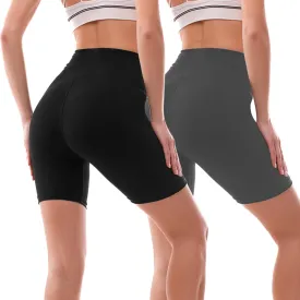 Ipletix 2 Pack Biker Shorts Women, 6" High Waisted Yoga Running Workout Spandex Shorts