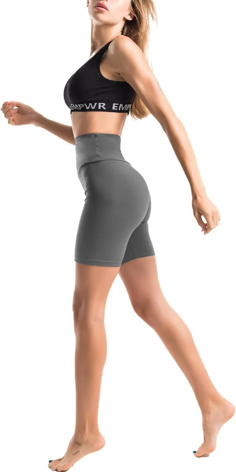 Ipletix 2 Pack Biker Shorts Women, 6" High Waisted Yoga Running Workout Spandex Shorts