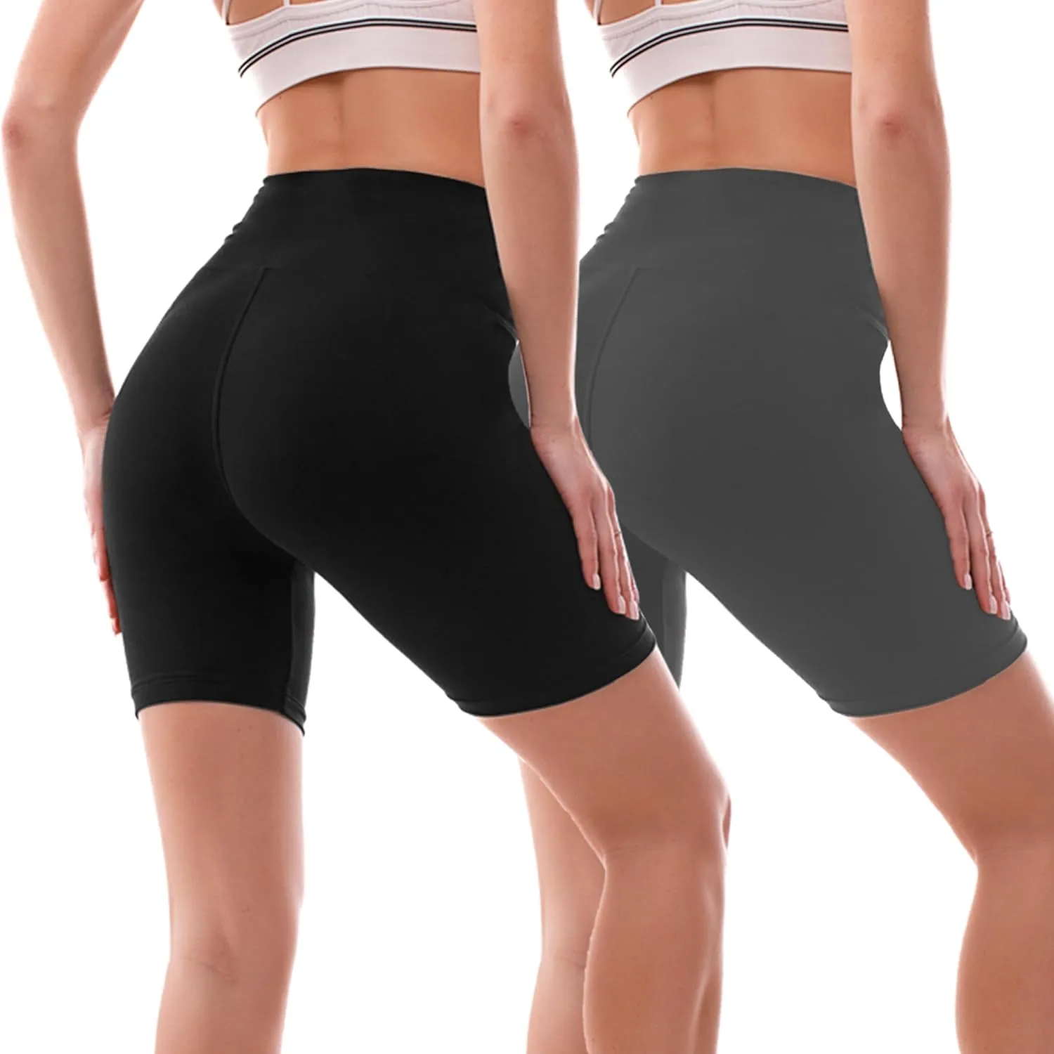 Ipletix 2 Pack Biker Shorts Women, 6" High Waisted Yoga Running Workout Spandex Shorts