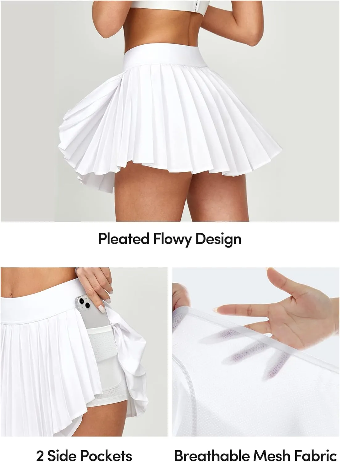 IUGA Tennis Skirt Pleated Skirts for Women with Pockets High Waisted Athletic Skirt Skorts for Woman Workout Golf Skort
