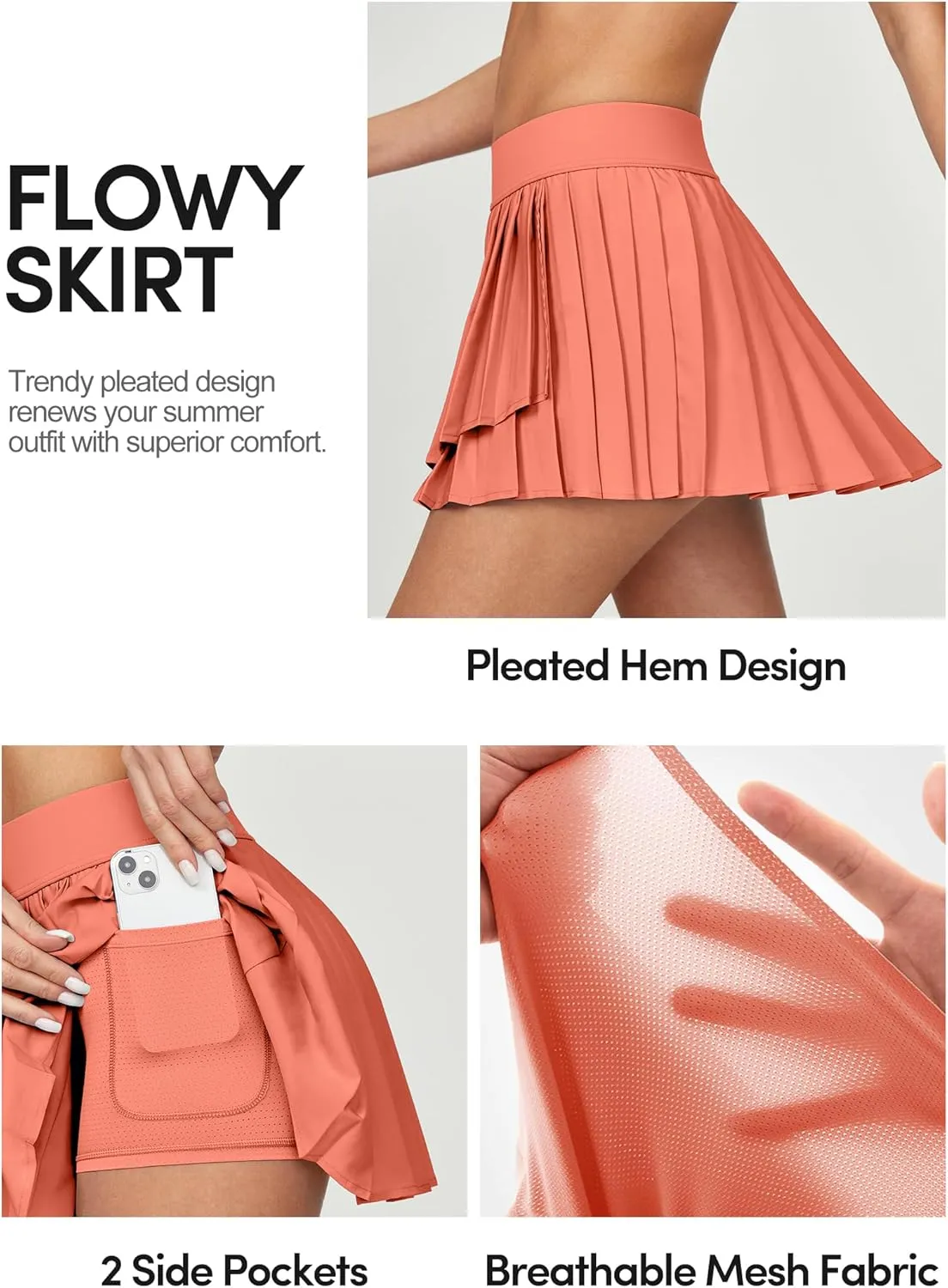 IUGA Tennis Skirt Pleated Skirts for Women with Pockets High Waisted Athletic Skirt Skorts for Woman Workout Golf Skort