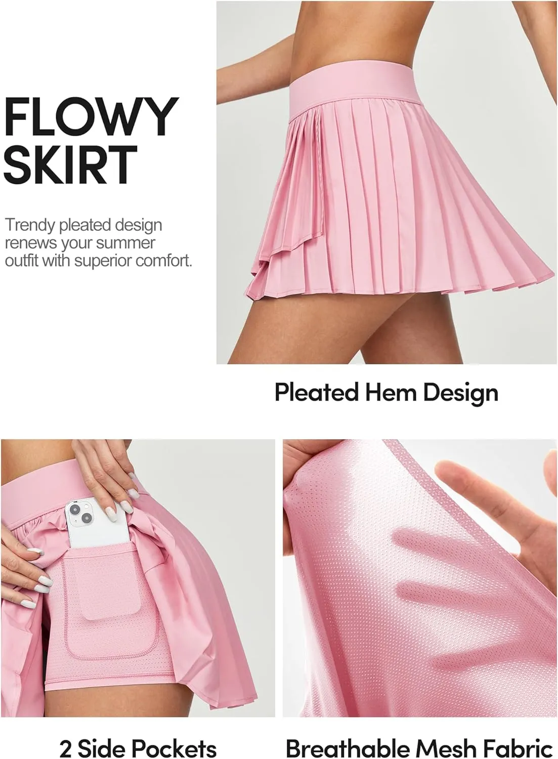 IUGA Tennis Skirt Pleated Skirts for Women with Pockets High Waisted Athletic Skirt Skorts for Woman Workout Golf Skort