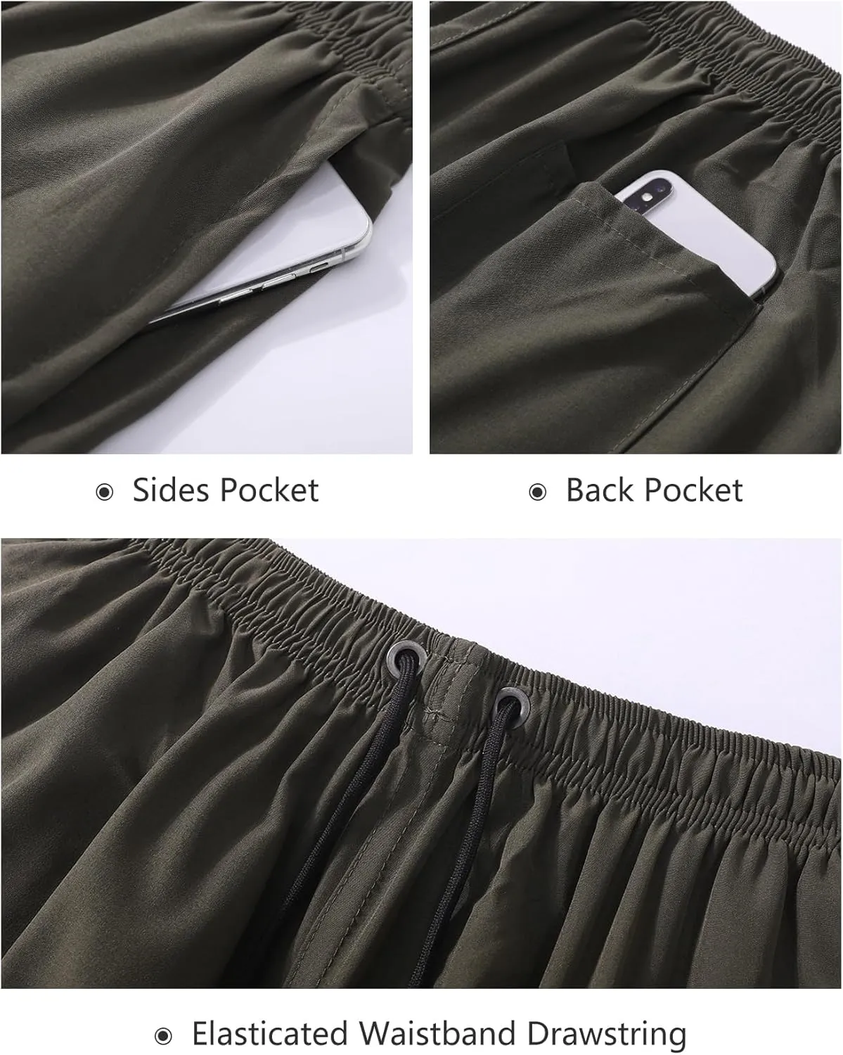 Men's Casual Beach Golf Shorts 7 Inch Inseam Elastic Waist Drawstring Summer Gym Running Chino Shorts with Pockets