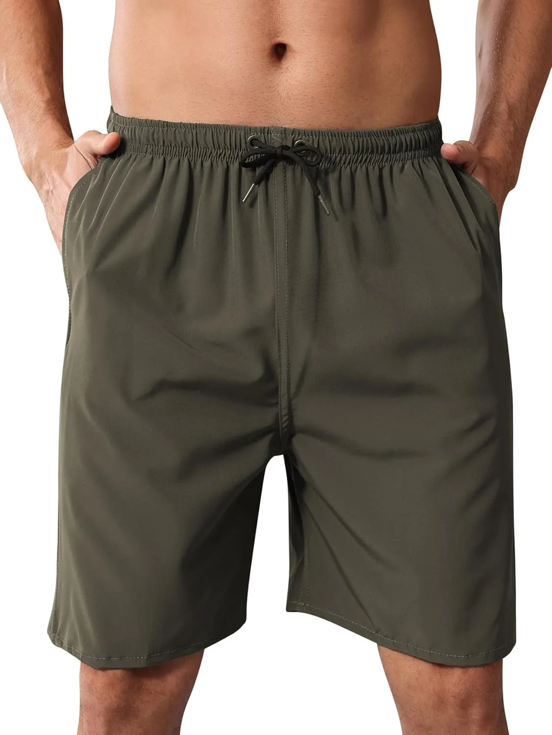 Men's Casual Beach Golf Shorts 7 Inch Inseam Elastic Waist Drawstring Summer Gym Running Chino Shorts with Pockets