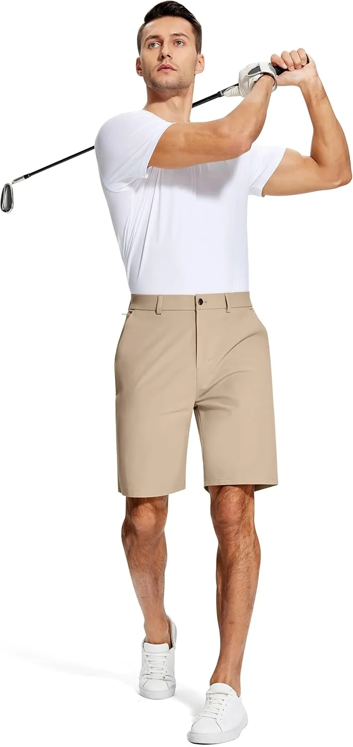 Mens Golf Dress Shorts 9 Inch with 5 Pockets Stretch Lightweight Quick Dry Chino Flat Front Shorts for Work Casual
