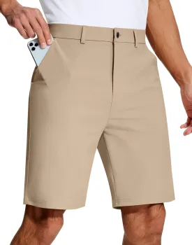 Mens Golf Dress Shorts 9 Inch with 5 Pockets Stretch Lightweight Quick Dry Chino Flat Front Shorts for Work Casual