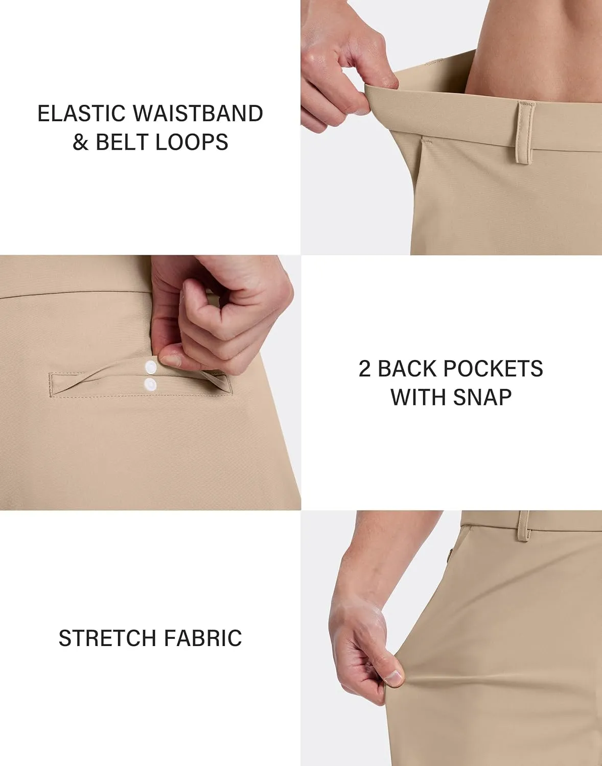 Mens Golf Dress Shorts 9 Inch with 5 Pockets Stretch Lightweight Quick Dry Chino Flat Front Shorts for Work Casual