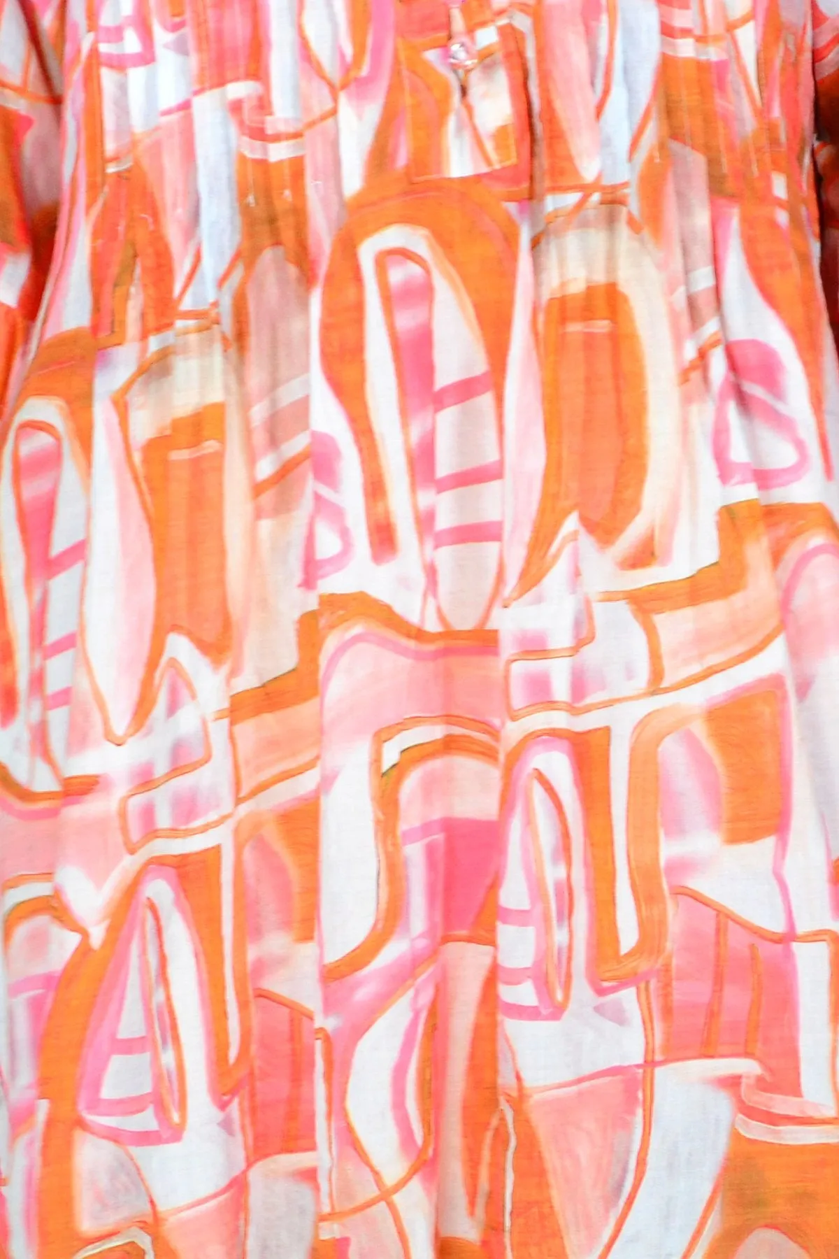 Orange White Pattern Ladies Tunic Top