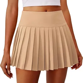 PINSPARK Pleated Tennis Skirts for Women High Waist Golf Skirt Tummy Control Athletic Skorts for Pickleball Workout
