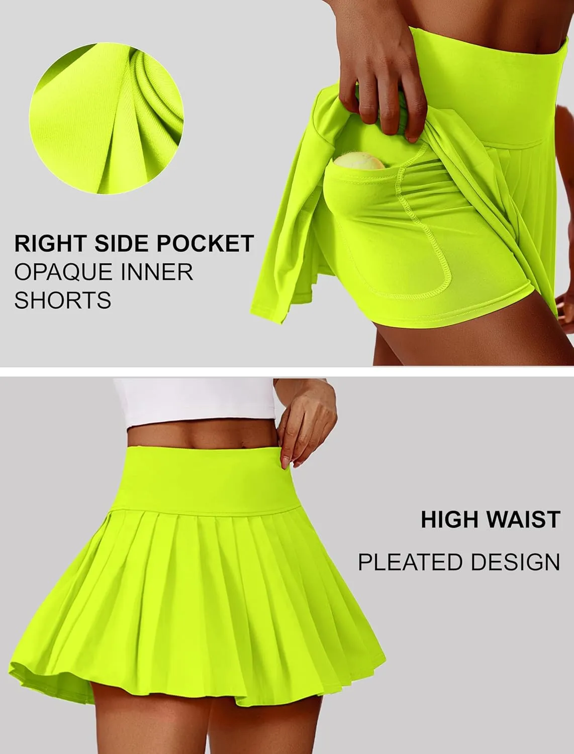PINSPARK Pleated Tennis Skirts for Women High Waist Golf Skirt Tummy Control Athletic Skorts for Pickleball Workout