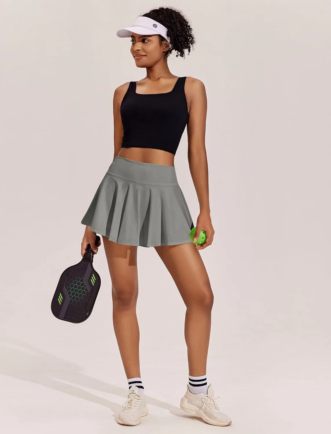PINSPARK Womens Tennis Skirt Pleated Athletic Skirts with Pockets Shorts High Waisted Golf Skort for Workout Pickleball