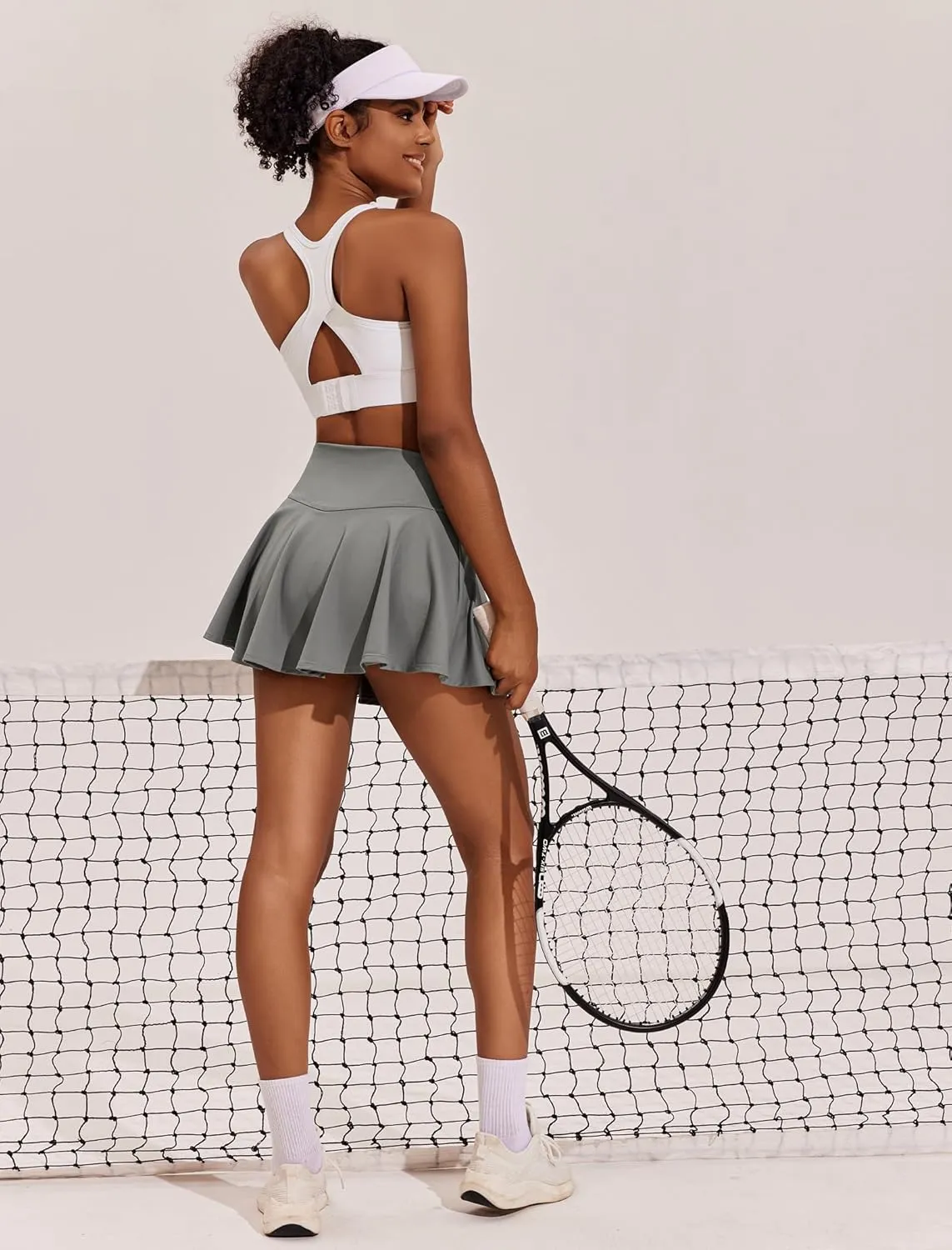 PINSPARK Womens Tennis Skirt Pleated Athletic Skirts with Pockets Shorts High Waisted Golf Skort for Workout Pickleball