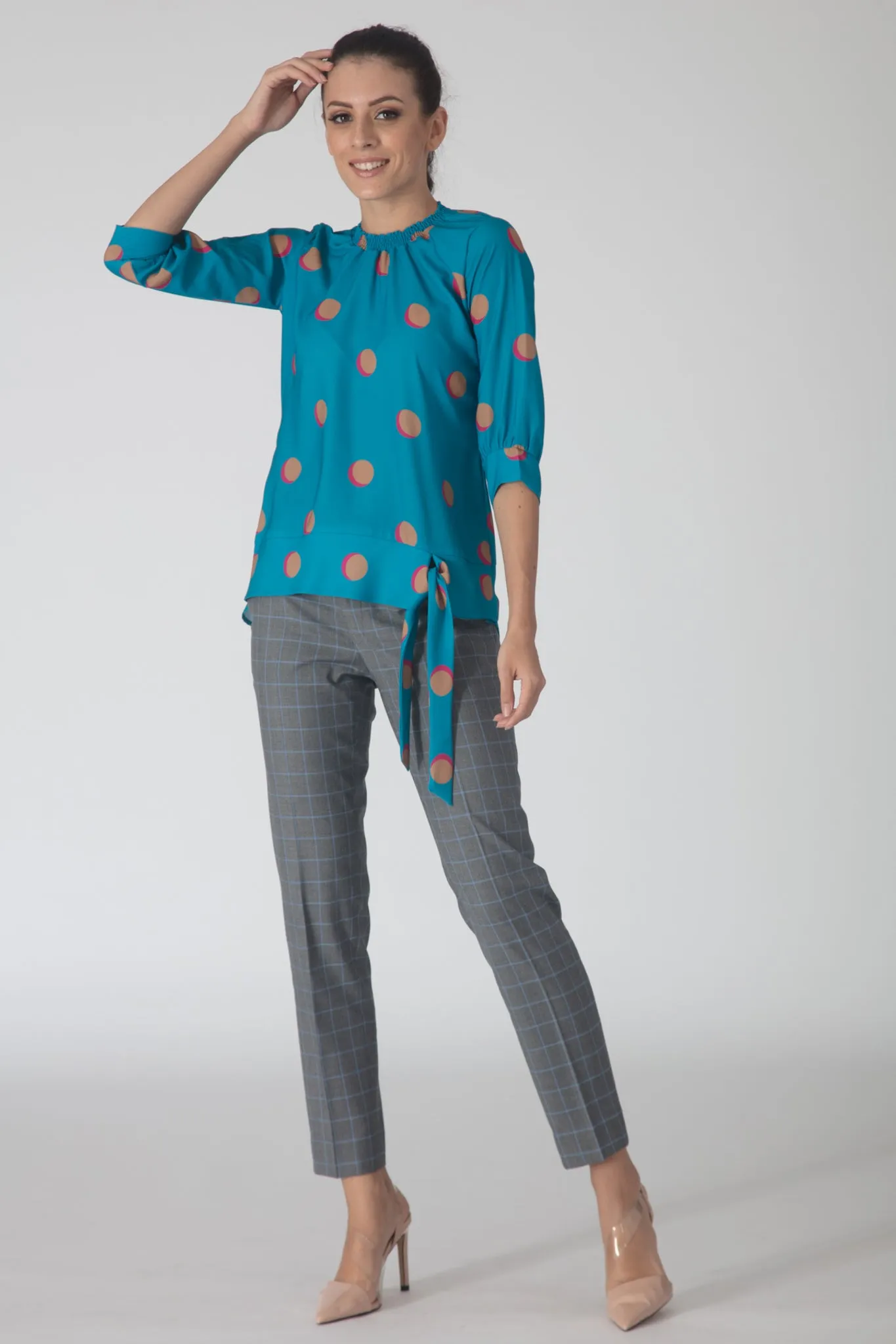Polka Tie-down Flowy Top