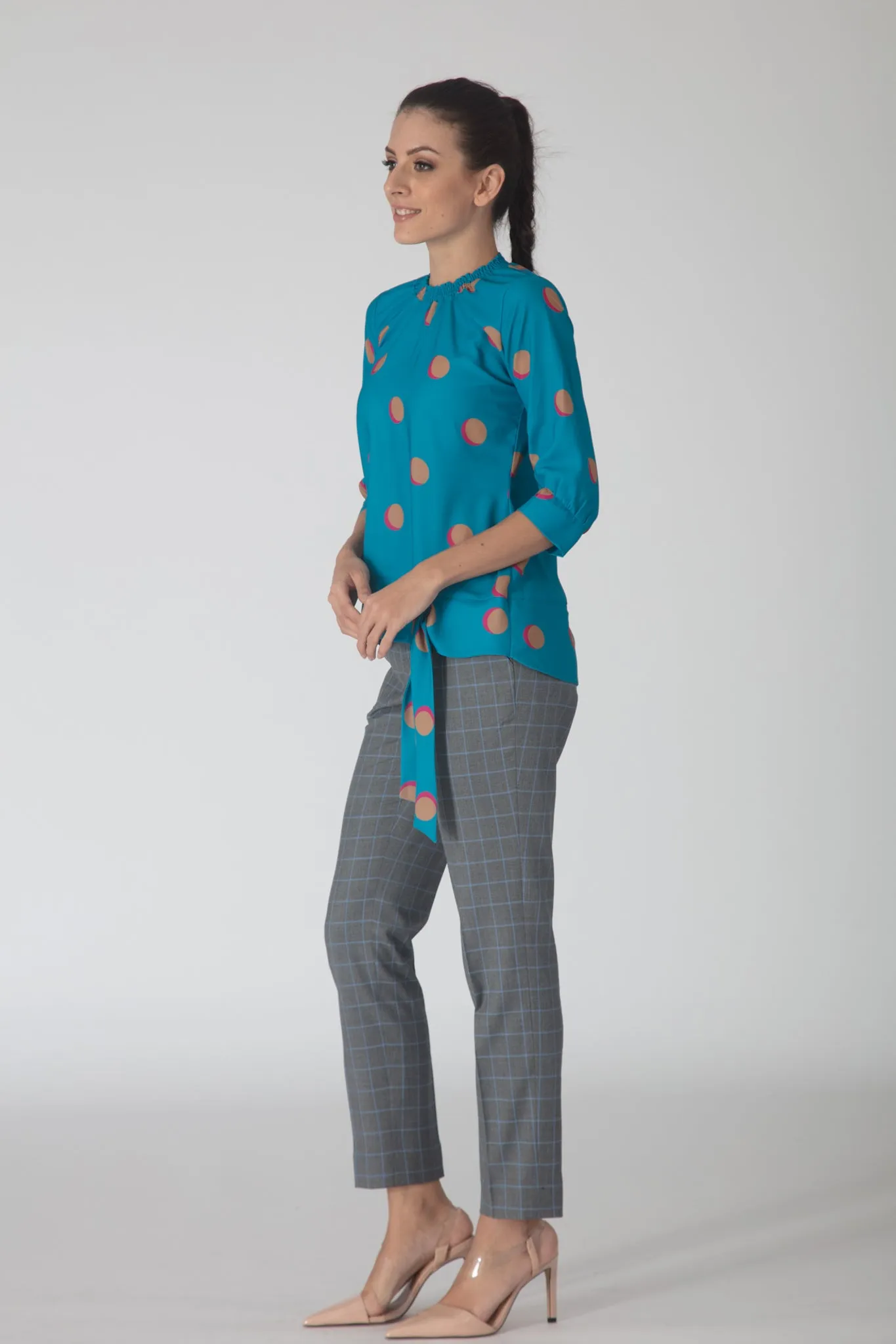 Polka Tie-down Flowy Top