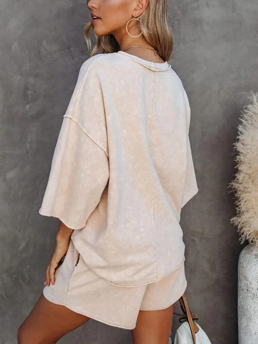 Pure Color Comfortable Shorts Suit