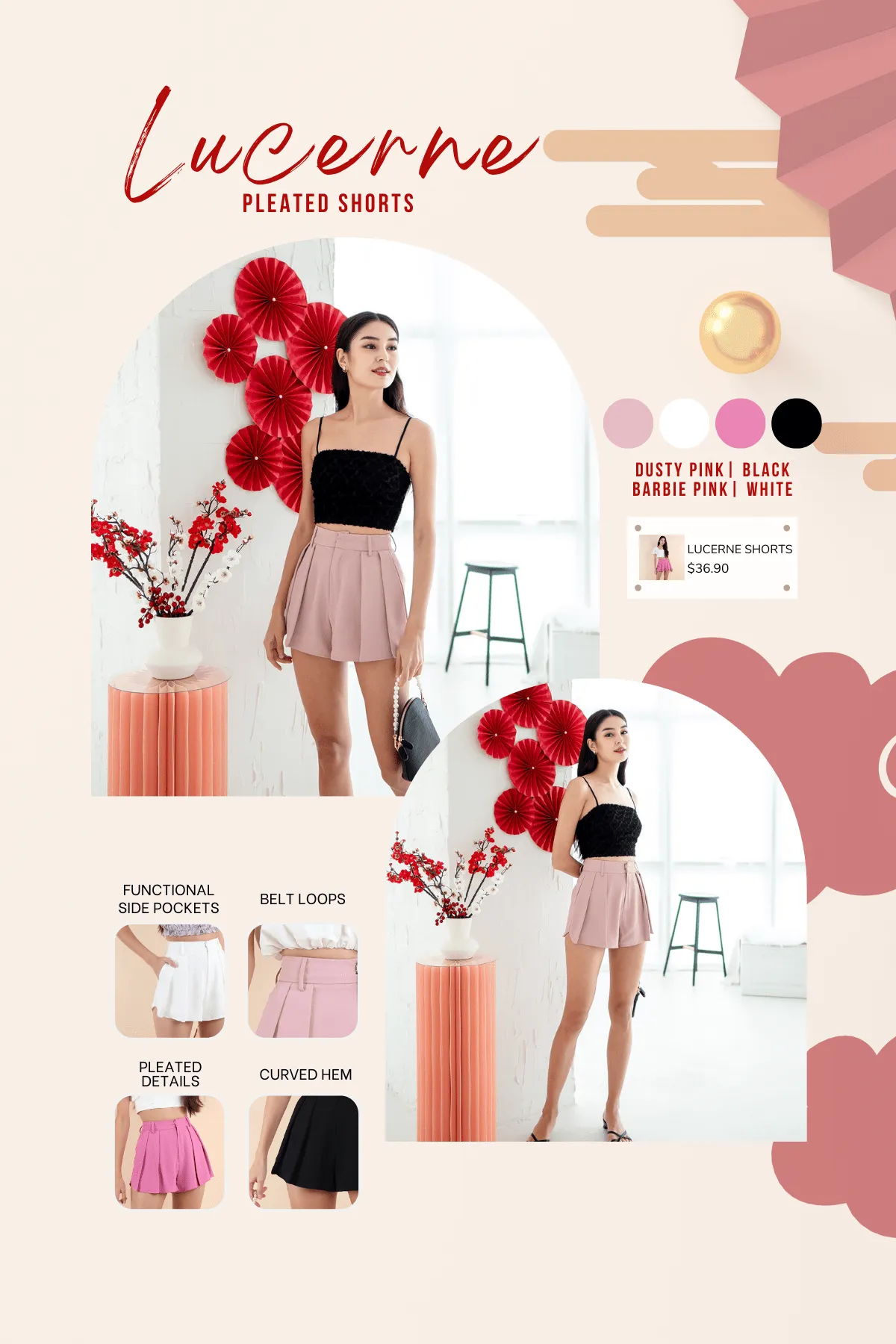 RESTOCKED** LUCERNE PLEATED SHORTS IN BARBIE PINK