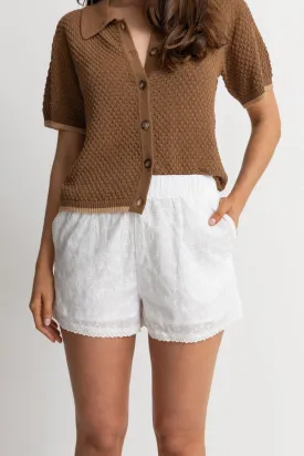 Rhythm Fae Broderie Short - WHITE