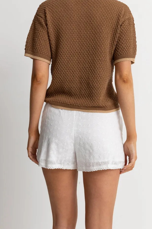 Rhythm Fae Broderie Short - WHITE