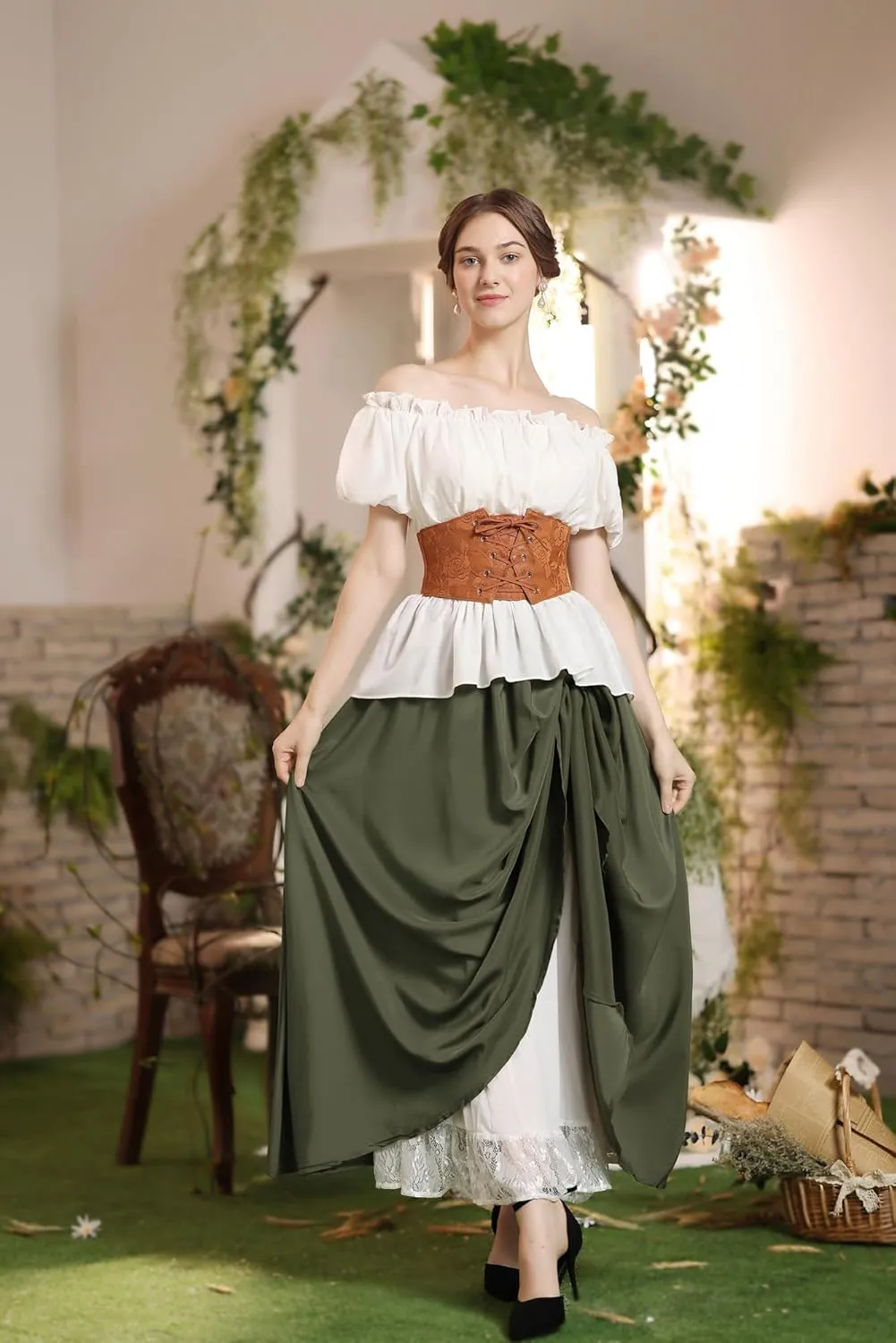 Scarlet Darkness Maxi Long Skirt for Women Double Layered Renaissance Skirts